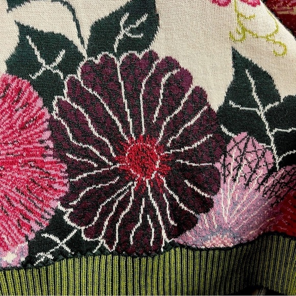 Didier Parakian Floral Multicolored Knit Poncho Sweater With Cowl Neckline O/S - Picture 12 of 13